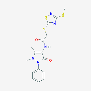 N-(1,5-dimethyl-3-oxo-2-phenyl-2,3-dihydro-1H-pyrazol-4-yl)-2-{[3-(methylsulfanyl)-1,2,4-thiadiazol-5-yl]sulfanyl}acetamide