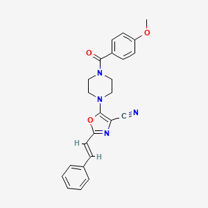 (E)-5-(4-(4-methoxybenzoyl)piperazin-1-yl)-2-styryloxazole-4-carbonitrile