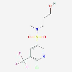 molecular formula C10H12ClF3N2O3S B2853344 6-chloro-N-(3-hydroxypropyl)-N-methyl-5-(trifluoromethyl)pyridine-3-sulfonamide CAS No. 2094877-44-6