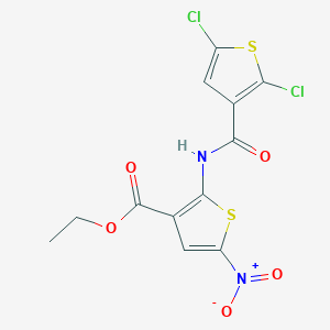 molecular formula C12H8Cl2N2O5S2 B2853352 Ethyl 2-(2,5-dichlorothiophene-3-carboxamido)-5-nitrothiophene-3-carboxylate CAS No. 477537-23-8