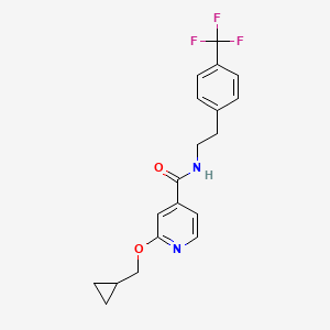 molecular formula C19H19F3N2O2 B2853354 2-(cyclopropylmethoxy)-N-(4-(trifluoromethyl)phenethyl)isonicotinamide CAS No. 2034432-00-1