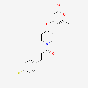 6-methyl-4-((1-(3-(4-(methylthio)phenyl)propanoyl)piperidin-4-yl)oxy)-2H-pyran-2-one