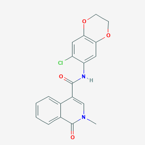 molecular formula C19H15ClN2O4 B2853356 N-(7-chloro-2,3-dihydrobenzo[b][1,4]dioxin-6-yl)-2-methyl-1-oxo-1,2-dihydroisoquinoline-4-carboxamide CAS No. 1931097-33-4
