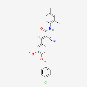 (E)-3-[4-[(4-chlorophenyl)methoxy]-3-methoxyphenyl]-2-cyano-N-(2,4-dimethylphenyl)prop-2-enamide