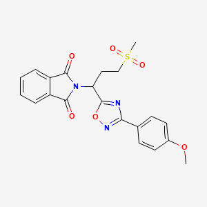 molecular formula C21H19N3O6S B2853362 2-(1-(3-(4-Methoxyphenyl)-1,2,4-oxadiazol-5-yl)-3-(methylsulfonyl)propyl)isoindoline-1,3-dione CAS No. 1809489-53-9