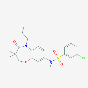 molecular formula C20H23ClN2O4S B2853367 3-chloro-N-(3,3-dimethyl-4-oxo-5-propyl-2,3,4,5-tetrahydrobenzo[b][1,4]oxazepin-8-yl)benzenesulfonamide CAS No. 922049-62-5