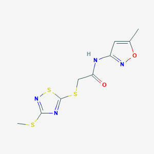 molecular formula C9H10N4O2S3 B285337 Acetamide, N-(5-methyl-3-isoxazolyl)-2-[[3-(methylthio)-1,2,4-thiadiazol-5-yl]thio]- 