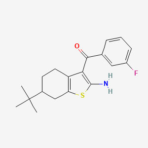 molecular formula C19H22FNOS B2853372 6-Tert-butyl-3-(3-fluorobenzoyl)-4,5,6,7-tetrahydro-1-benzothiophen-2-amine CAS No. 793678-84-9