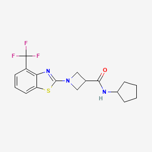 molecular formula C17H18F3N3OS B2853386 N-cyclopentyl-1-(4-(trifluoromethyl)benzo[d]thiazol-2-yl)azetidine-3-carboxamide CAS No. 1396565-72-2