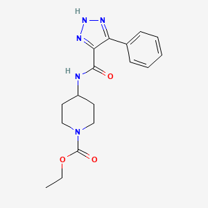 molecular formula C17H21N5O3 B2853387 ethyl 4-(4-phenyl-1H-1,2,3-triazole-5-carboxamido)piperidine-1-carboxylate CAS No. 2191265-19-5