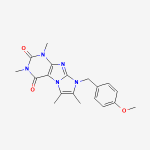 molecular formula C19H21N5O3 B2853389 8-(4-methoxybenzyl)-1,3,6,7-tetramethyl-1H-imidazo[2,1-f]purine-2,4(3H,8H)-dione CAS No. 876902-48-6