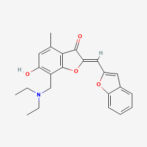 molecular formula C23H23NO4 B2853403 (Z)-2-(benzofuran-2-ylmethylene)-7-((diethylamino)methyl)-6-hydroxy-4-methylbenzofuran-3(2H)-one CAS No. 929832-01-9