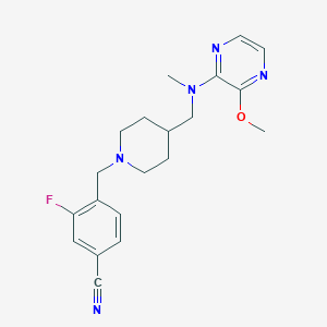 molecular formula C20H24FN5O B2853434 3-Fluoro-4-[[4-[[(3-methoxypyrazin-2-yl)-methylamino]methyl]piperidin-1-yl]methyl]benzonitrile CAS No. 2380176-07-6