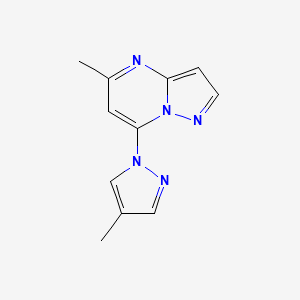 molecular formula C11H11N5 B2853441 5-Methyl-7-(4-methylpyrazol-1-yl)pyrazolo[1,5-a]pyrimidine CAS No. 2310154-37-9