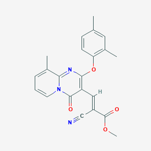 molecular formula C22H19N3O4 B2853448 (E)-methyl 2-cyano-3-(2-(2,4-dimethylphenoxy)-9-methyl-4-oxo-4H-pyrido[1,2-a]pyrimidin-3-yl)acrylate CAS No. 620538-35-4