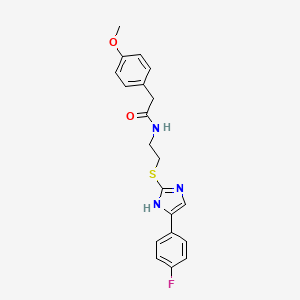 molecular formula C20H20FN3O2S B2853451 N-(2-((5-(4-fluorophenyl)-1H-imidazol-2-yl)thio)ethyl)-2-(4-methoxyphenyl)acetamide CAS No. 897456-23-4