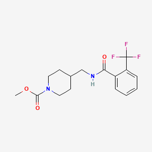molecular formula C16H19F3N2O3 B2853457 Methyl 4-((2-(trifluoromethyl)benzamido)methyl)piperidine-1-carboxylate CAS No. 1234910-18-9