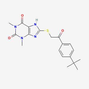 molecular formula C19H22N4O3S B2853458 8-[2-(4-tert-butylphenyl)-2-oxoethyl]sulfanyl-1,3-dimethyl-7H-purine-2,6-dione CAS No. 326009-59-0