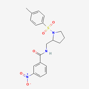 molecular formula C19H21N3O5S B2853463 3-nitro-N-((1-tosylpyrrolidin-2-yl)methyl)benzamide CAS No. 896272-45-0