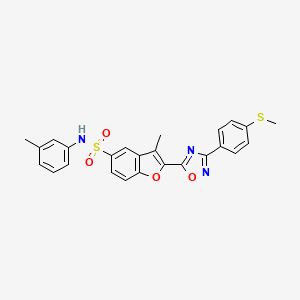 molecular formula C25H21N3O4S2 B2853465 3-甲基-2-(3-(4-(甲硫基)苯基)-1,2,4-恶二唑-5-基)-N-(间甲苯基)苯并呋喃-5-磺酰胺 CAS No. 1358582-79-2