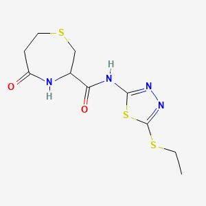molecular formula C10H14N4O2S3 B2853484 N-(5-(ethylthio)-1,3,4-thiadiazol-2-yl)-5-oxo-1,4-thiazepane-3-carboxamide CAS No. 1396554-84-9