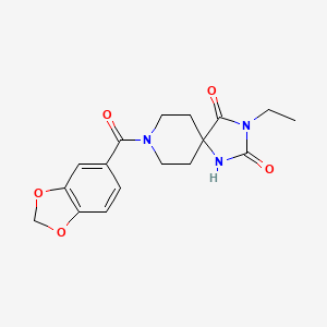 molecular formula C17H19N3O5 B2853490 8-(Benzo[d][1,3]dioxole-5-carbonyl)-3-ethyl-1,3,8-triazaspiro[4.5]decane-2,4-dione CAS No. 1021117-53-2