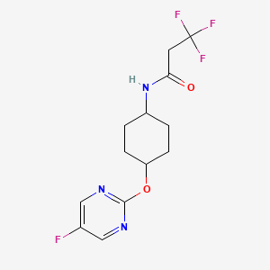 molecular formula C13H15F4N3O2 B2853514 3,3,3-trifluoro-N-((1r,4r)-4-((5-fluoropyrimidin-2-yl)oxy)cyclohexyl)propanamide CAS No. 2034401-82-4