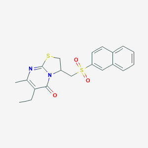 molecular formula C20H20N2O3S2 B285352 6-ethyl-7-methyl-3-[(2-naphthylsulfonyl)methyl]-2,3-dihydro-5H-[1,3]thiazolo[3,2-a]pyrimidin-5-one 