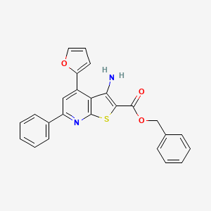 molecular formula C25H18N2O3S B2853521 Benzyl 3-amino-4-(furan-2-yl)-6-phenylthieno[2,3-b]pyridine-2-carboxylate CAS No. 370855-39-3