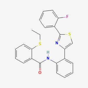 molecular formula C24H19FN2OS2 B2853530 2-(乙硫代)-N-(2-(2-(2-氟苯基)噻唑-4-基)苯基)苯甲酰胺 CAS No. 1795197-88-4