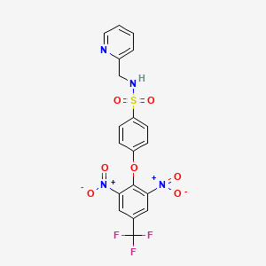 molecular formula C19H13F3N4O7S B2853536 4-(2,6-Dinitro-4-(trifluoromethyl)phenoxy)-N-(2-pyridinylmethyl)benzenesulfonamide CAS No. 338962-20-2