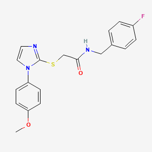 molecular formula C19H18FN3O2S B2853538 N-(4-氟苄基)-2-((1-(4-甲氧基苯基)-1H-咪唑-2-基)硫代)乙酰胺 CAS No. 688336-12-1