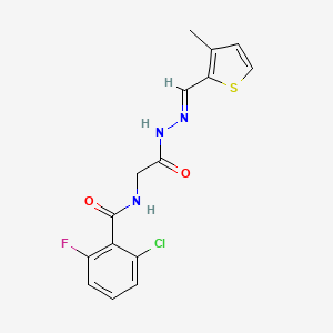 molecular formula C15H13ClFN3O2S B2853540 (E)-2-chloro-6-fluoro-N-(2-(2-((3-methylthiophen-2-yl)methylene)hydrazinyl)-2-oxoethyl)benzamide CAS No. 391892-55-0