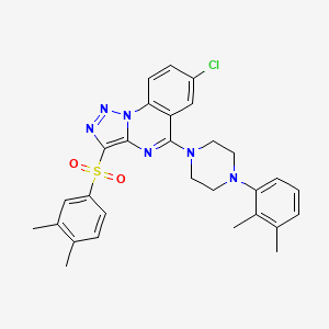 molecular formula C29H29ClN6O2S B2853559 7-Chloro-5-(4-(2,3-dimethylphenyl)piperazin-1-yl)-3-((3,4-dimethylphenyl)sulfonyl)-[1,2,3]triazolo[1,5-a]quinazoline CAS No. 893788-81-3