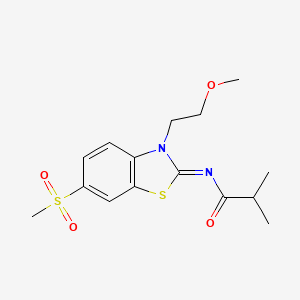 molecular formula C15H20N2O4S2 B2853564 (Z)-N-(3-(2-methoxyethyl)-6-(methylsulfonyl)benzo[d]thiazol-2(3H)-ylidene)isobutyramide CAS No. 864977-32-2