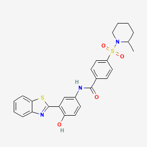 molecular formula C26H25N3O4S2 B2853569 N-(3-(benzo[d]thiazol-2-yl)-4-hydroxyphenyl)-4-((2-methylpiperidin-1-yl)sulfonyl)benzamide CAS No. 683260-63-1