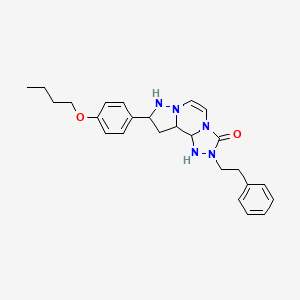 molecular formula C25H25N5O2 B2853572 11-(4-Butoxyphenyl)-4-(2-phenylethyl)-3,4,6,9,10-pentaazatricyclo[7.3.0.0^{2,6}]dodeca-1(12),2,7,10-tetraen-5-one CAS No. 1326890-76-9