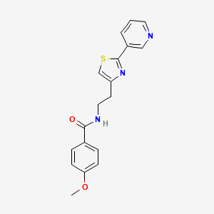 molecular formula C18H17N3O2S B2853573 4-methoxy-N-[2-(2-pyridin-3-yl-1,3-thiazol-4-yl)ethyl]benzamide CAS No. 863513-42-2