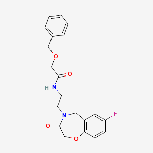 molecular formula C20H21FN2O4 B2853576 2-(benzyloxy)-N-(2-(7-fluoro-3-oxo-2,3-dihydrobenzo[f][1,4]oxazepin-4(5H)-yl)ethyl)acetamide CAS No. 1904174-66-8