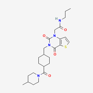 B2853596 2-(3-((4-(4-methylpiperidine-1-carbonyl)cyclohexyl)methyl)-2,4-dioxo-3,4-dihydrothieno[3,2-d]pyrimidin-1(2H)-yl)-N-propylacetamide CAS No. 941962-89-6