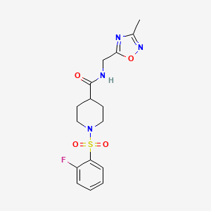 B2853606 1-((2-fluorophenyl)sulfonyl)-N-((3-methyl-1,2,4-oxadiazol-5-yl)methyl)piperidine-4-carboxamide CAS No. 1334375-08-4