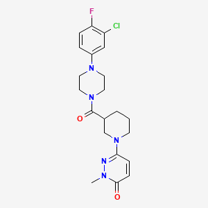 B2853620 6-(3-(4-(3-chloro-4-fluorophenyl)piperazine-1-carbonyl)piperidin-1-yl)-2-methylpyridazin-3(2H)-one CAS No. 1396866-89-9