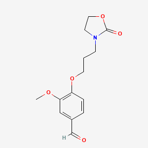 B2853623 3-Methoxy-4-[3-(2-oxo-1,3-oxazolidin-3-yl)propoxy]benzaldehyde CAS No. 1241097-81-3