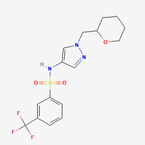 B2853625 N-(1-((tetrahydro-2H-pyran-2-yl)methyl)-1H-pyrazol-4-yl)-3-(trifluoromethyl)benzenesulfonamide CAS No. 2034374-82-6