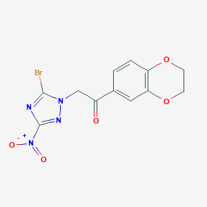 molecular formula C12H9BrN4O5 B285365 2-(5-bromo-3-nitro-1H-1,2,4-triazol-1-yl)-1-(2,3-dihydro-1,4-benzodioxin-6-yl)ethanone 