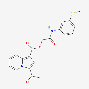molecular formula C20H18N2O4S B2853651 2-((3-(甲硫基)苯基)氨基)-2-氧代乙基 3-乙酰吲哚啉-1-甲酸酯 CAS No. 899998-23-3