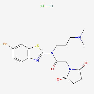 molecular formula C18H22BrClN4O3S B2853701 N-(6-bromobenzo[d]thiazol-2-yl)-N-(3-(dimethylamino)propyl)-2-(2,5-dioxopyrrolidin-1-yl)acetamide hydrochloride CAS No. 1217174-40-7