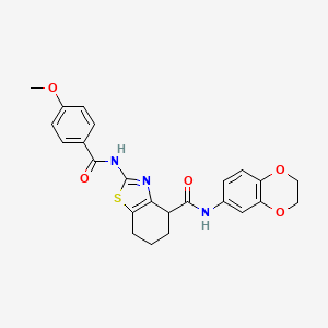 N-(2,3-dihydrobenzo[b][1,4]dioxin-6-yl)-2-(4-methoxybenzamido)-4,5,6,7-tetrahydrobenzo[d]thiazole-4-carboxamide