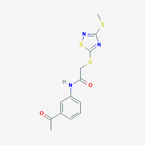 molecular formula C13H13N3O2S3 B285371 N-(3-acetylphenyl)-2-[(3-methylsulfanyl-1,2,4-thiadiazol-5-yl)sulfanyl]acetamide 