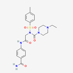 N-(2-((4-carbamoylphenyl)amino)-2-oxoethyl)-4-ethyl-N-tosylpiperazine-1-carboxamide